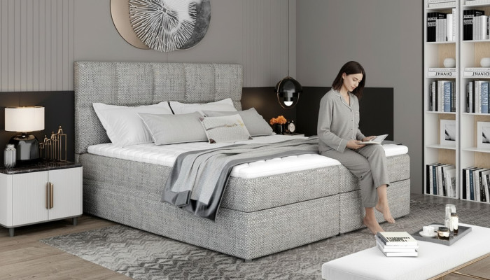 Designerskie łóżko tapicerowane łóżko Podwójne łóżko podwójne designerskie łóżko ze sprężyną skrzyniową