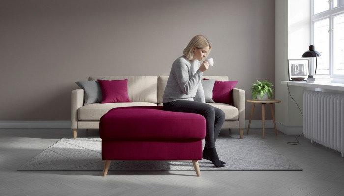 Stołek Pufa Sofa Podkładka Bok Stołek Podnóżek Ottoman Stołek Meblowy Różowy