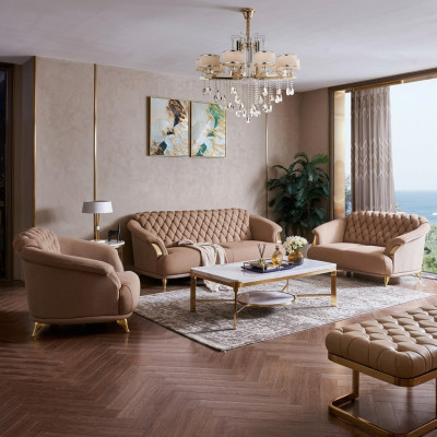Chesterfield Design Sofa Couch Podkładka Siedziba Ustawić 3+2+1 Skóra Luxus
