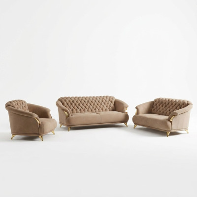 Chesterfield Design Sofa Couch Podkładka Siedziba Ustawić 3+2+1 Skóra Luxus