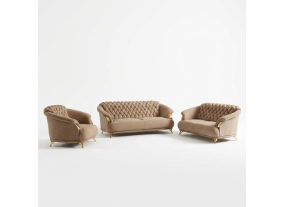 Chesterfield Design Sofa Couch Podkładka Siedziba Ustawić 3+2+1 Skóra Luxus