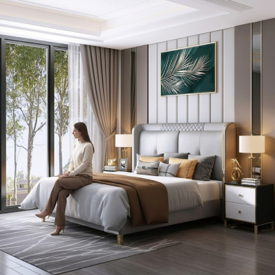 Luksusowa Sypialnia Łóżko Podkładka Design Double Hotel Marriage Luksusowe łóżko