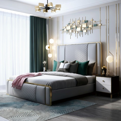 Designerskie Podwójne łóżko Hotel Luxury Sypialnia 140/160x200cm Skóra