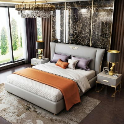 Luksusowa Sypialnia Designer Podwójne łóżko Łóżko Hotel 180/200x200cm Skóra