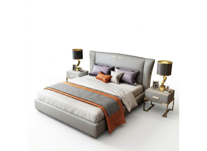 Luksusowa Sypialnia Designer Podwójne łóżko Łóżko Hotel 180/200x200cm Skóra