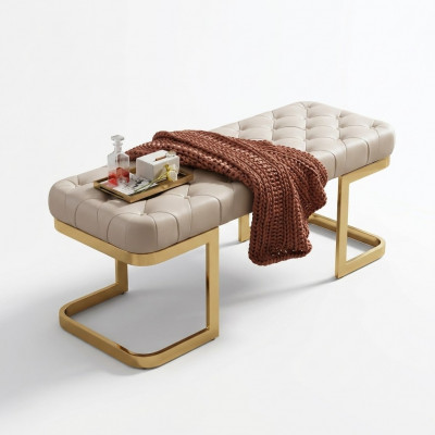 Ławka tapicerowana Chesterfield Stołek Ottoman stołek dwumiejscowy Skóra boczna