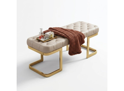 Ławka tapicerowana Chesterfield Stołek Ottoman stołek dwumiejscowy Skóra boczna