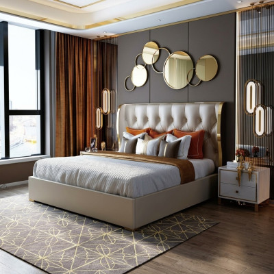 Designerskie Podwójne łóżko Hotel Luxury Sypialnia 180/200x200cm Skóra