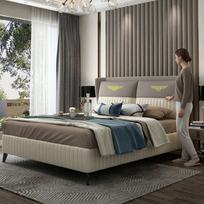 Designerskie Podwójne łóżko Hotel Luxury Sypialnia 150/180x200cm Skóra Nowość