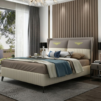 Designerskie Podwójne łóżko Hotel Luxury Sypialnia 150/180x200cm Skóra Nowość