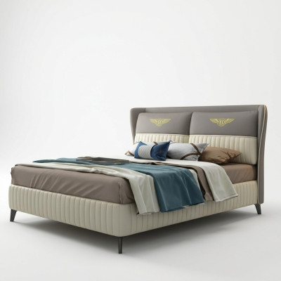Designerskie Podwójne łóżko Hotel Luxury Sypialnia 150/180x200cm Skóra Nowość