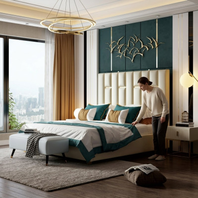 Luksusowa Sypialnia Podwójne łóżko Łóżko 150/180x200cm Metal New Hotel