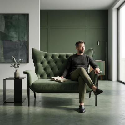Sofa Chesterfield 2 miejsce do siedzenia Podkładka designerskie kanapy Ustawić sofy dwumiejscowe