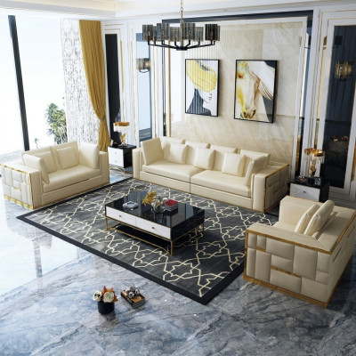 Design Sofa Kanapa Podkładka Siedziba Ustawić 3+2+1+ Szezlong Skóra Luxus