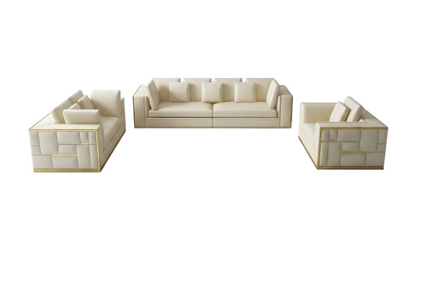 Design Sofa Kanapa Podkładka Siedziba Ustawić 3+2+1+ Szezlong Skóra Luxus
