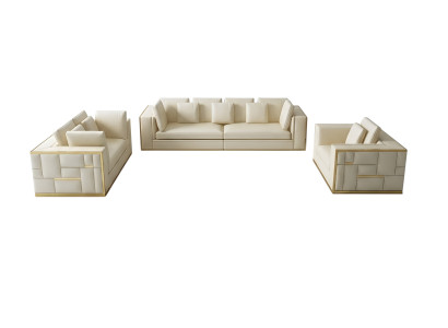 Design Sofa Kanapa Podkładka Siedziba Ustawić 3+2+1+ Szezlong Skóra Luxus