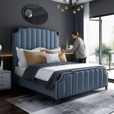 Luksusowa Sypialnia Podwójne łóżko Łóżko 150/180x200cm Skóra Metal New Hotel