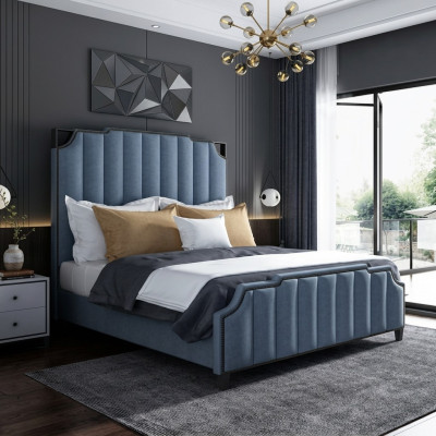 Luksusowa Sypialnia Podwójne łóżko Łóżko 150/180x200cm Skóra Metal New Hotel