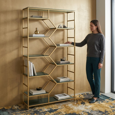 Półka Metalowa Półka Designerska Luksusowe Półki Złota Szafa 3szt