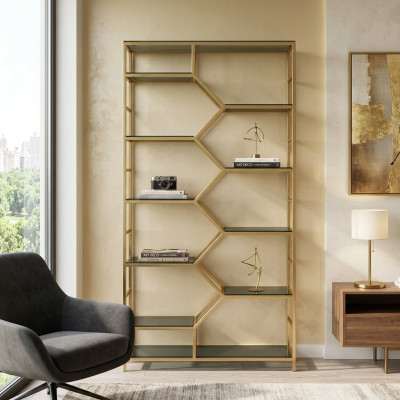 Półka Metalowa Półka Designerska Luksusowe Półki Złota Szafa 3szt
