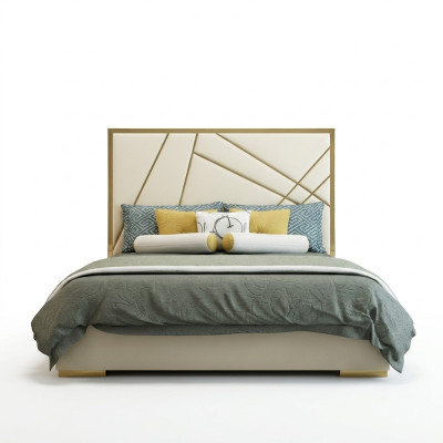 Designerskie Podwójne łóżko Łóżko Hotelowe Dekoracja Luksusowa Sypialnia 180/200x200cm Skóra
