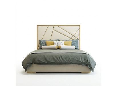 Designerskie Podwójne łóżko Łóżko Hotelowe Dekoracja Luksusowa Sypialnia 180/200x200cm Skóra