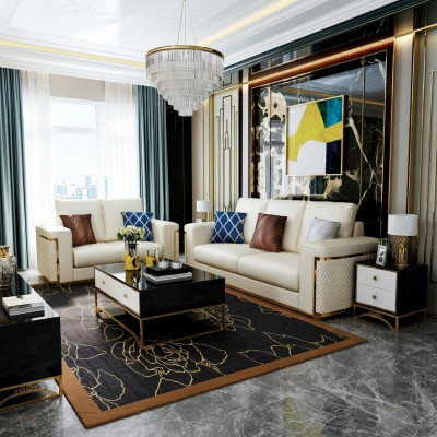 Design Sofa Italian Couch Podkładka Siedziba Ustawić 3+2+1 Skóra Luxus