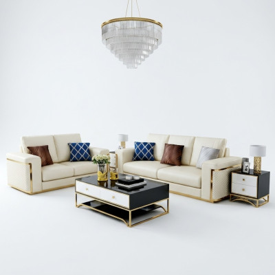 Design Sofa Italian Couch Podkładka Siedziba Ustawić 3+2+1 Skóra Luxus