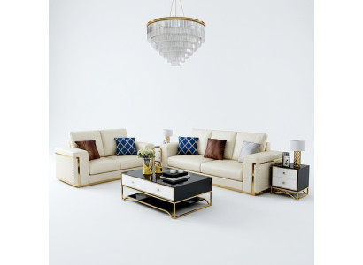 Design Sofa Italian Couch Podkładka Siedziba Ustawić 3+2+1 Skóra Luxus