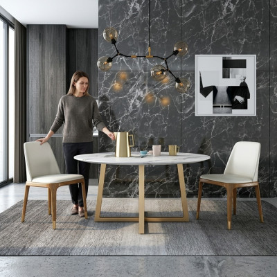 Design Jadalnia Tabela Okrągły Metal Okrągłe stoły Living Pokój Luxury Gold