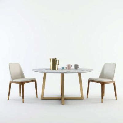Design Jadalnia Tabela Okrągły Metal Okrągłe stoły Living Pokój Luxury Gold