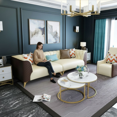 Designerska kanapa Tabela Okrągły stoły Okrągły Sofa Metal Szkło Deco Side Living