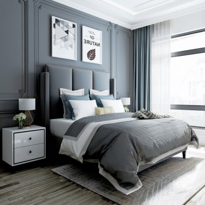 Luksusowe skórzane łóżko Metal Gold Design łóżko Podkładka Hotelowa 180x200cm