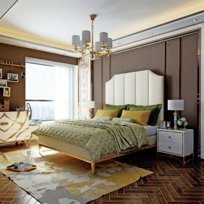 Łóżko Podkładka Deco Design Luksusowe podwójne łóżko hotelowe Sleep Pokój Skóra