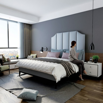 Łóżko Podkładka Design Luksusowe podwójne łóżko hotelowe Sleep Pokój Skóra 180x200cm