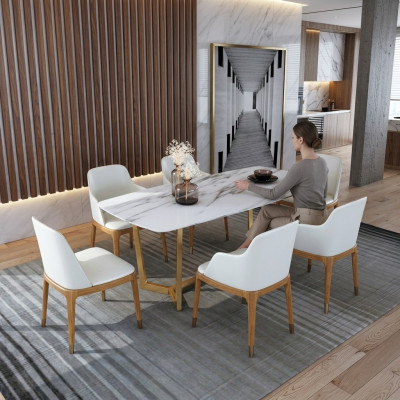 Luksusowy designerski stal nierdzewna Metalowy stół do jadalni stoły Living Pokój 160x90cm