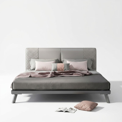 Luxury Design Skóra Łóżko Metalowe Złote łóżko Podkładka Hotelowa 180x200cm Szara