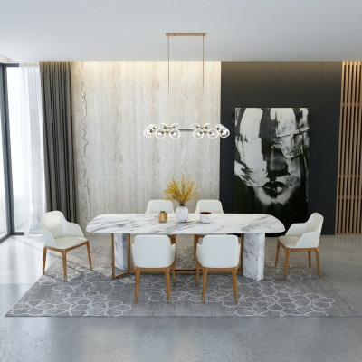Kompletny Zestaw Stół obiadowy + 6 Krzesła jadalnia Deco Set Ess Grupa Drewno Tabela