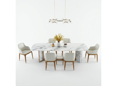 Kompletny Zestaw Stół obiadowy + 6 Krzesła jadalnia Deco Set Ess Grupa Drewno Tabela