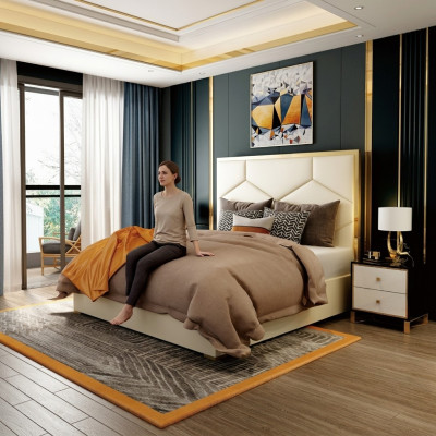 Łóżko Deko Podkładka Design Luksusowe podwójne łóżko hotelowe Sleep Pokój Skóra
