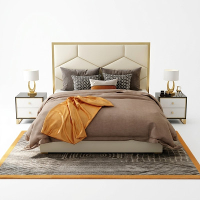 Łóżko Deko Podkładka Design Luksusowe podwójne łóżko hotelowe Sleep Pokój Skóra