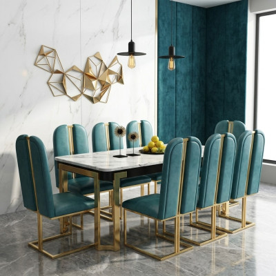 Luksusowy Stół obiadowy Tabela Metal stoły Designerskie Meble Konferencyjne Marmur