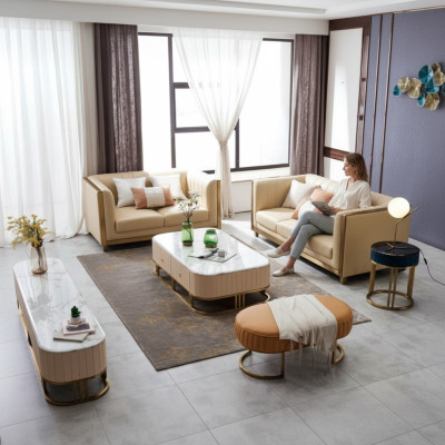 Stal nierdzewna Metal Meble Design Salon Kanapa Siedziba Podkładka Ustawić 3+2+1