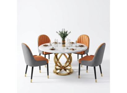 Design Okrągły Ess Pokój Krzesło Zestaw stoły Metal Fotel 4x Krzesła + Tabela