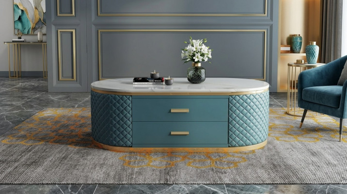 Wysokiej jakości salon Stoliki do kawy - Oval Designer Stal odporna na temperaturę Tabela Luxus