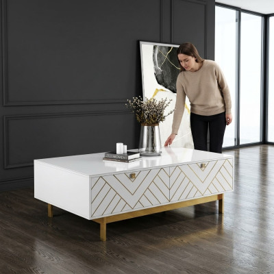 Elegancki stolik kawowy o wysokim połysku Tabela Stal nierdzewna sofa Stolik USA luksusowe