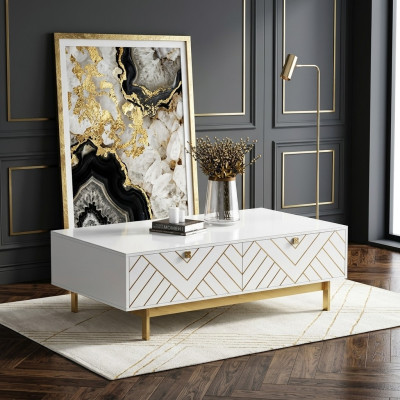 Elegancki stolik kawowy o wysokim połysku Tabela Stal nierdzewna sofa Stolik USA luksusowe