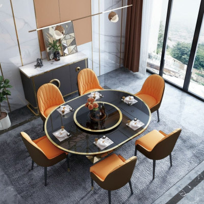 Design Ess Pokój Krzesło Zestaw Metalowe stoły Fotel 6x Krzesła + Tabela Ustaw