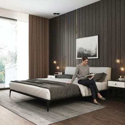 Łóżko tapicerowane łóżko Łóżko Hotel Podkładka Designer Double Luxury Deco Design