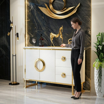 Elegancki design Kredens Kredens Włoskie Komody Skóra